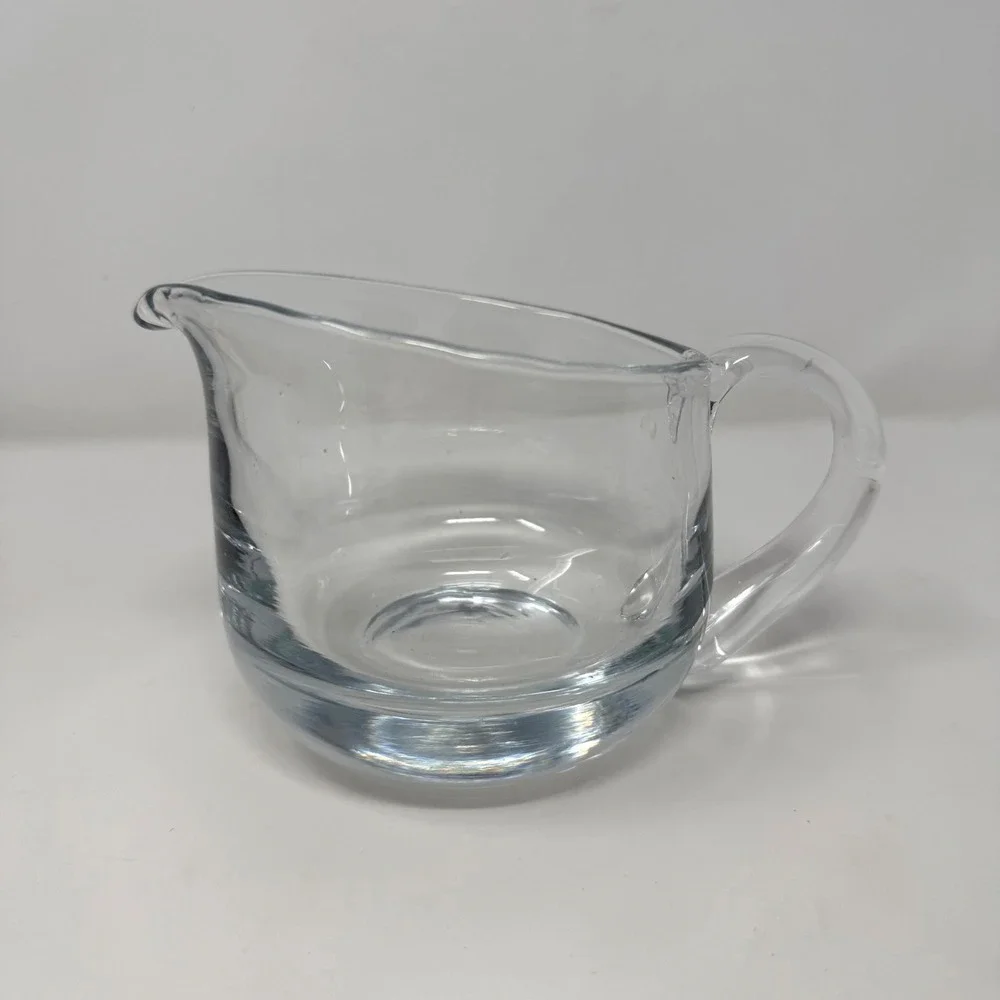 Dansk Kitchen Clear Glass Gravy‎ Boat Heavy Weighted Base Scandinavian Modern